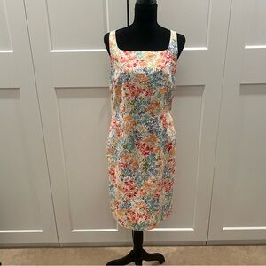 LOFT Floral Square-Neck Sleeveless Dress in Multi Color